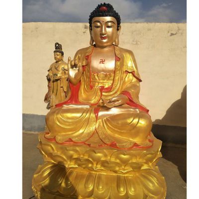 如來佛祖景觀玻璃鋼貼金彩繪寺廟宗教供奉佛像