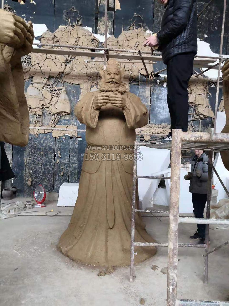 桃園三結義銅雕之張飛雕像泥稿